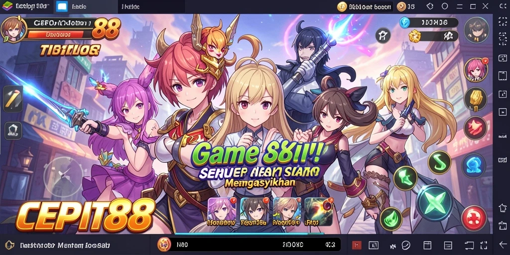 Tampilan gameplay <strong>CEPAT88</strong> yang penuh warna dan aksi karakter Anime.