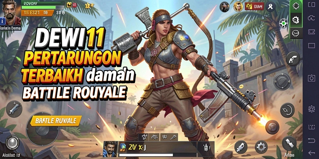 Tampilan gameplay seru dalam pertandingan Battle Royale DEWI11.