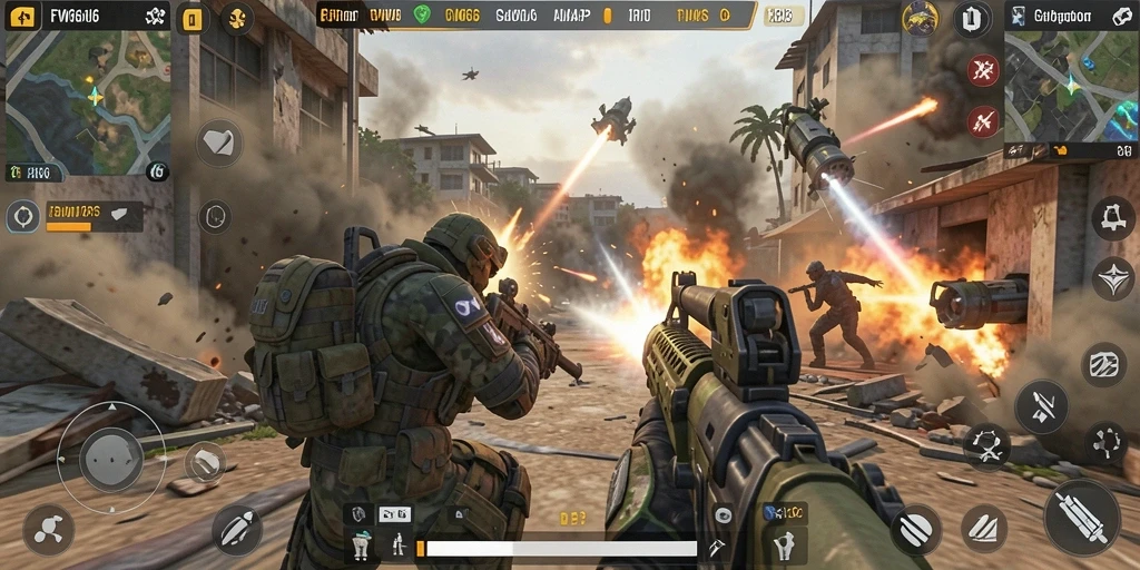 Screenshot menunjukkan pertempuran intens dalam game TPS FW66.