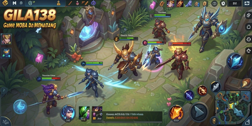 Screenshot GILA138 memperlihatkan aksi gameplay MOBA yang seru dan menegangkan.