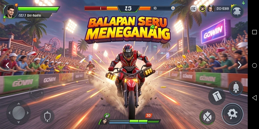 Screenshot dari gameplay GOWIN yang mendebarkan.