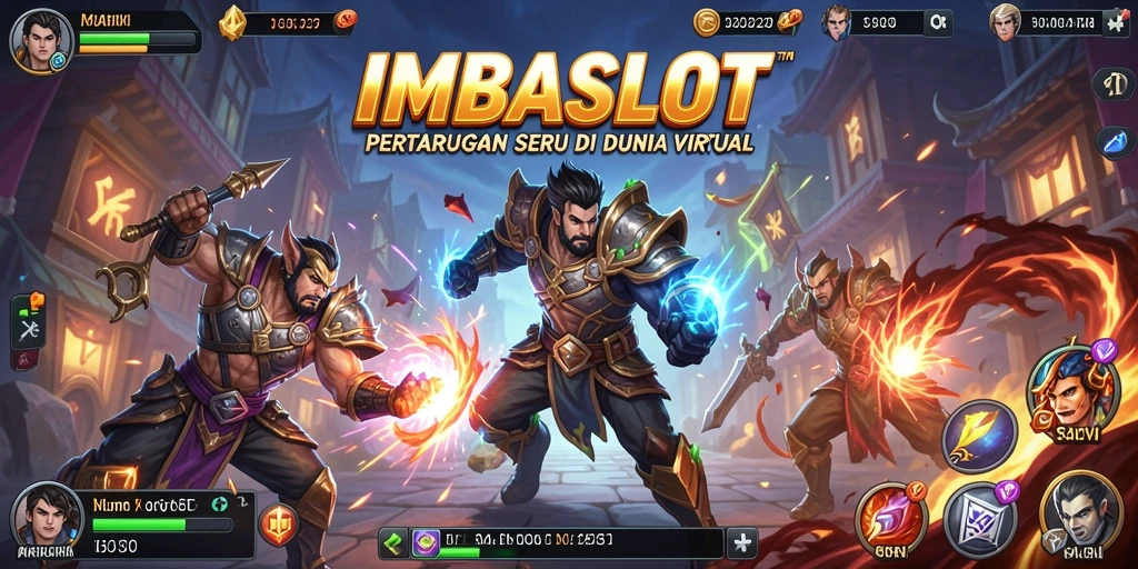 Gameplay seru IMBASLOT dengan pertarungan intens dan karakter unik.