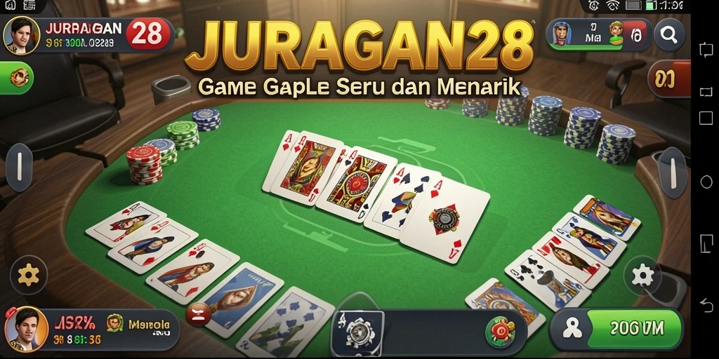 Tampilan gameplay seru JURAGAN28 dalam aksi Gaple.