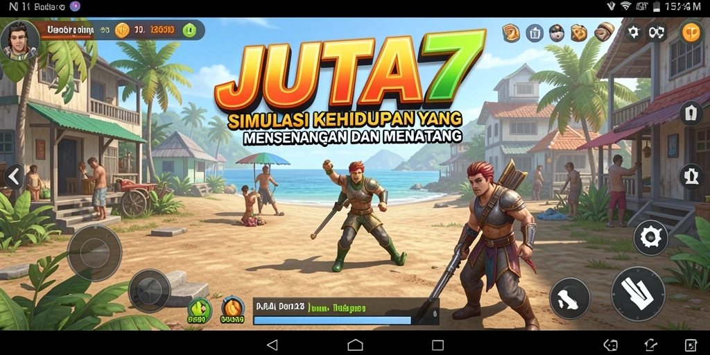 Tampilan utama gameplay JUTA7 yang menampilkan suasana interaktif dan kehidupan virtual.