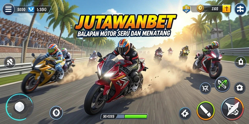 Gameplay seru JUTAWANBET dengan balapan motor yang kompetitif.