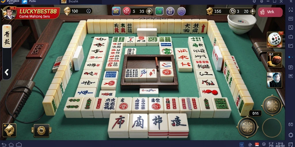 Screenshot utama LUCKYBEST88 menampilkan gameplay seru Mahjong dengan desain menarik.
