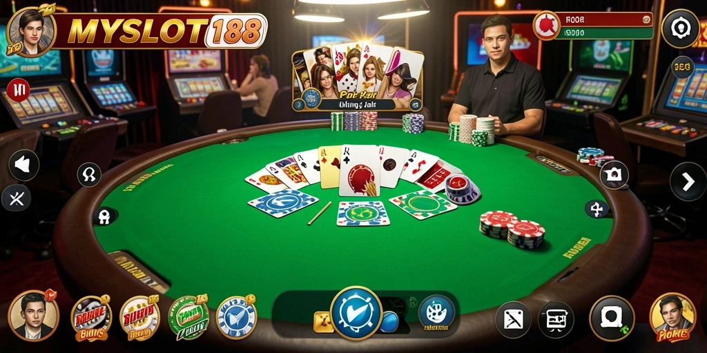 Screenshot gameplay menunjukkan serunya bermain Poker di MYSLOT188.