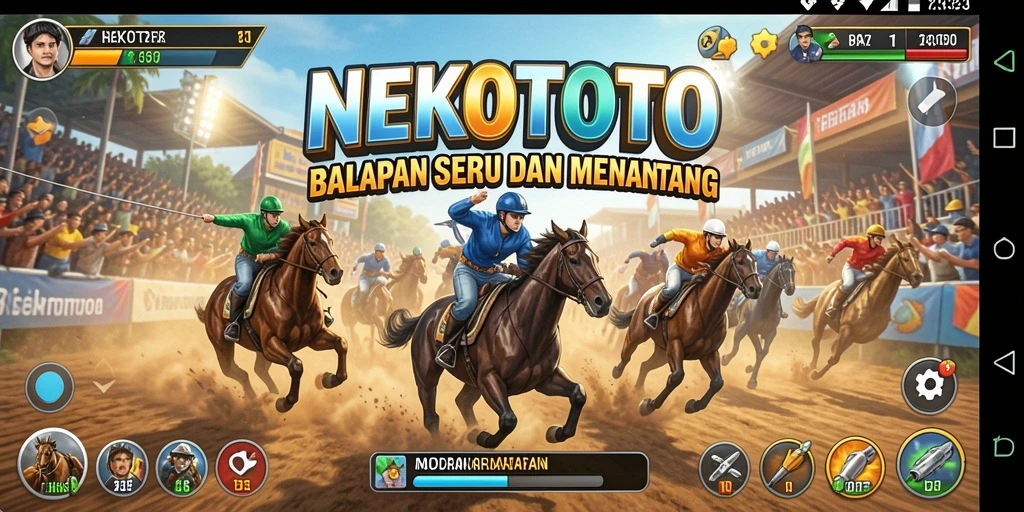 Tampilan gameplay balapan dari NEKOTOTO yang mendebarkan.