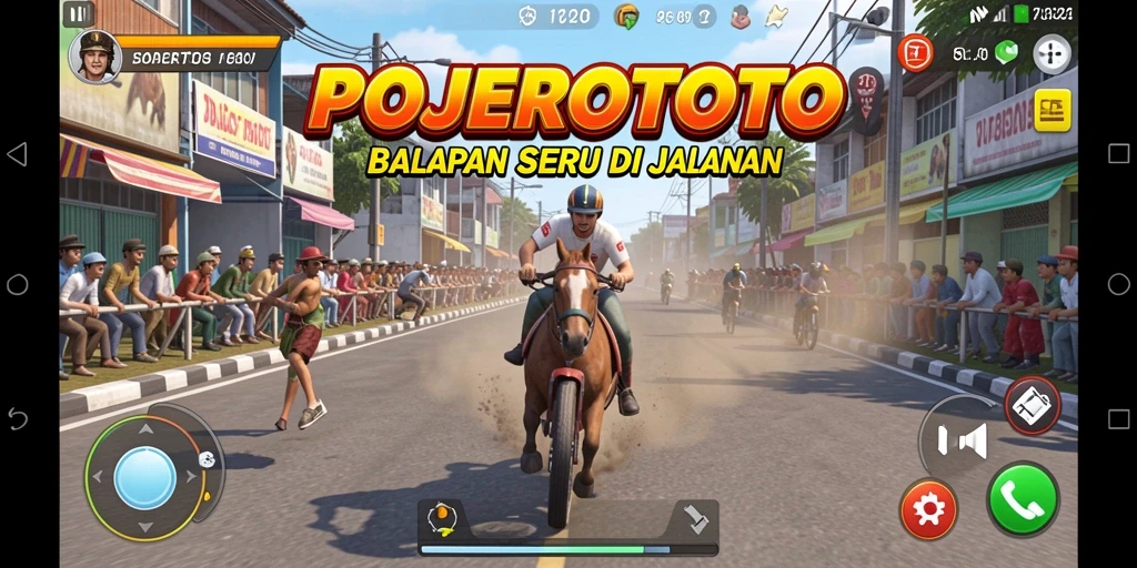 Gameplay seru POJEROTOTO dengan aksi balapan yang mendebarkan.