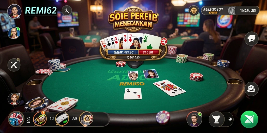 Screenshot gameplay poker yang seru dan interaktif di REMI62.