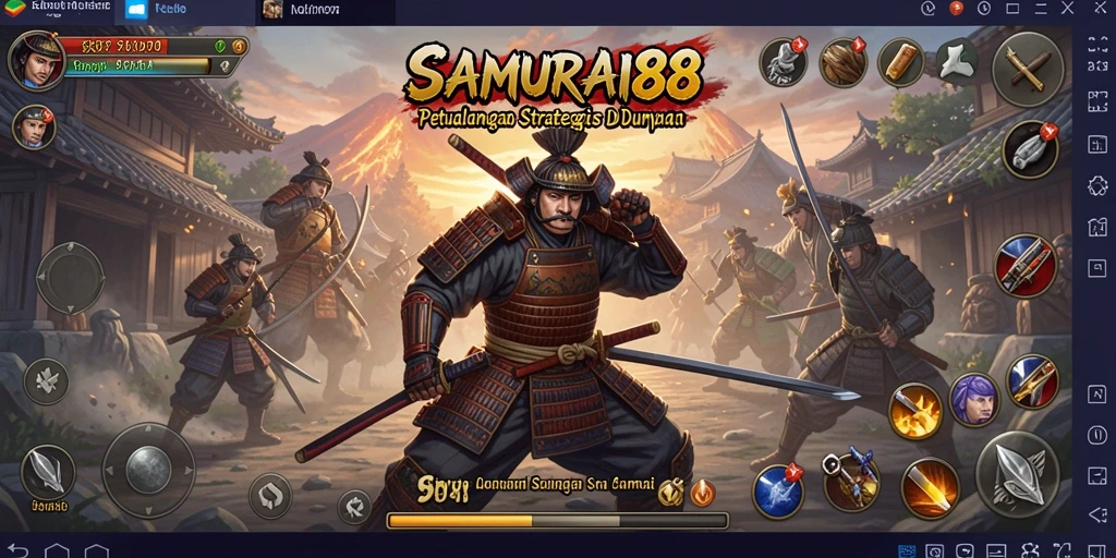 Tampilan gameplay epik dalam SAMURAI88 dengan samurai beraksi.