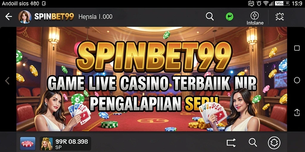Tampilan utama SPINBET99 dengan dealer langsung dalam permainan Live Casino.