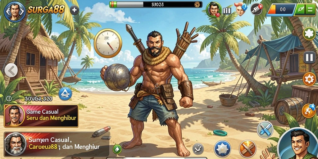 Tampilan gameplay SURGA88 dengan karakter menarik dan level seru.