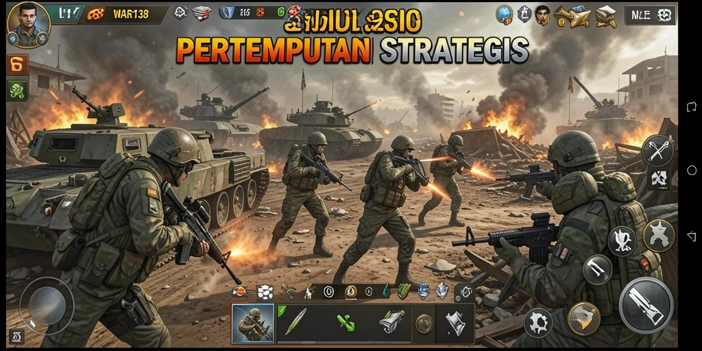 Tampilan gameplay mendebarkan dari WAR138 yang menampilkan pertempuran taktis.