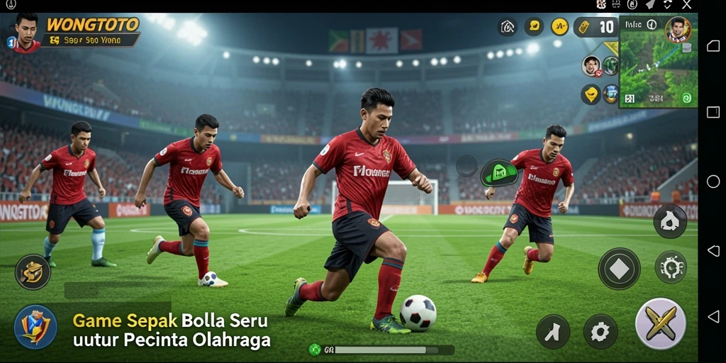 Tampilan layar utama WONGTOTO menampilkan pertandingan sepak bola yang mendebarkan.