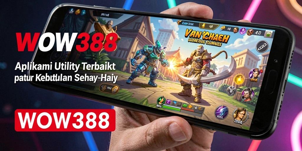 Tampilan antarmuka aplikasi WOW388 dengan beragam fitur Utility.